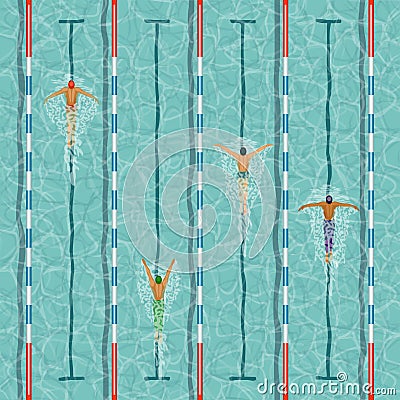 Swimmers in swimming pool Vector Illustration