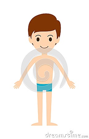 Swimming boy freestyle summer fun swim pool leisure activity character vector illustration. Vector Illustration