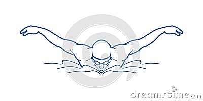 Swimming butterfly, man swimming Vector Illustration