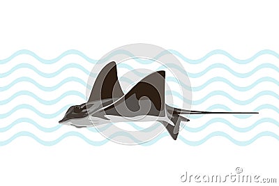 Swimming common stingray on abstract background. Vector illustration Vector Illustration