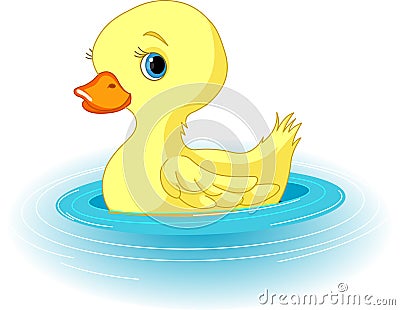 Swimming Duckling Vector Illustration