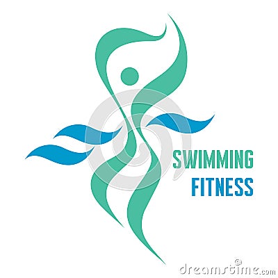 Swimming Fitness - Vector Logo Sign Vector Illustration