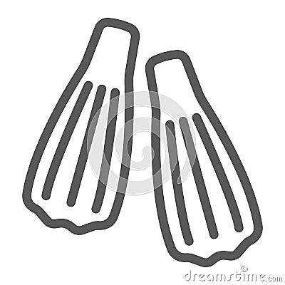 Swimming flippers line icon, diving and underwater Vector Illustration