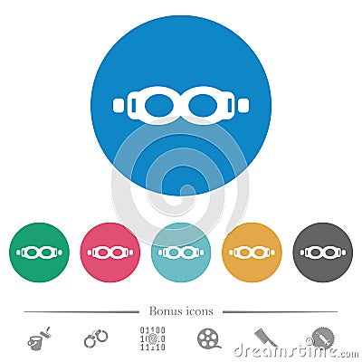 Swimming goggles flat round icons Vector Illustration