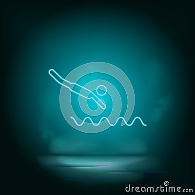 Swimming jump blue neon vector icon. Simple element illustration from map and navigation concept. Swimming jump blue neon vector Cartoon Illustration