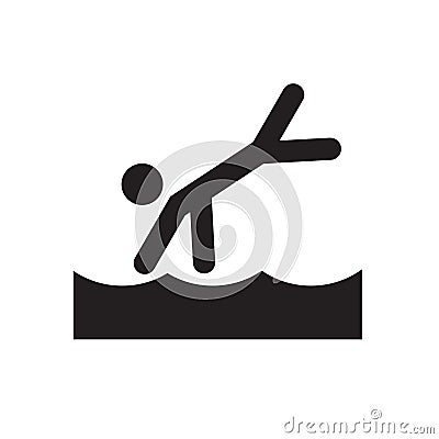 Swimming jump icon vector sign and symbol isolated on white background, Swimming jump logo concept Vector Illustration