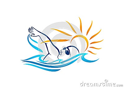 Swimming logo design Vector Illustration