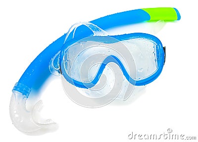 Swimming mask and snorkel on a white background Stock Photo