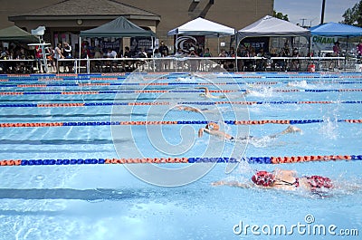 Swimming meet in Pasco Washington, children swimming Editorial Stock Photo