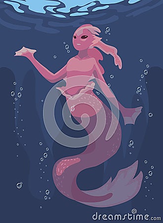 mermaid magic creature Vector Illustration