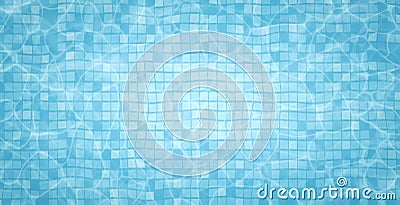 Swimming pool bottom caustics ripple and flow with waves background. Summer background. Texture of water surface Vector Illustration