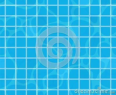 Swimming pool bottom caustics ripple and flow with waves. Seamless pattern. Texture of water surface. Overhead view. Vector Vector Illustration