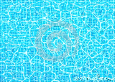 Swimming pool bottom vector background, ripple and flow with waves. Summer aqua water pattern with digital tiles Vector Illustration