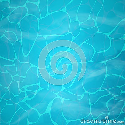 Swimming pool with clean, shimmering turquoise tropical water with ripples. Top view. Waves effects. Texture of water Vector Illustration