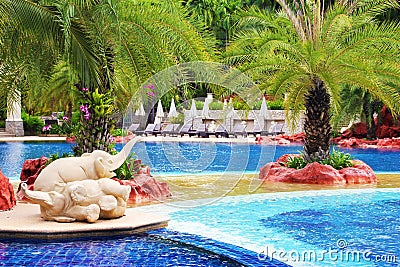 Swimming pool in country club Stock Photo