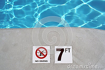 Swimming pool depth marker Stock Photo