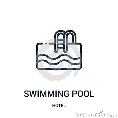 swimming pool icon vector from hotel collection. Thin line swimming pool outline icon vector illustration Vector Illustration