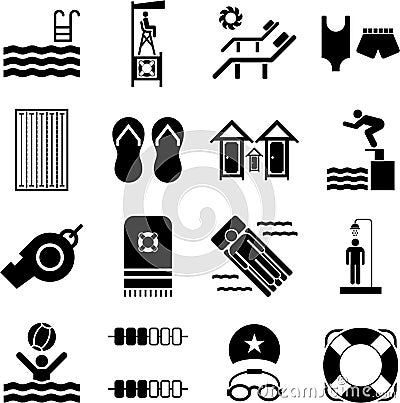 Swimming pool icons Vector Illustration