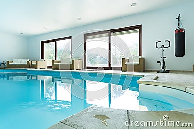 Swimming pool inside expensive house Stock Photo