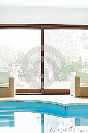 Swimming pool inside a residence Stock Photo