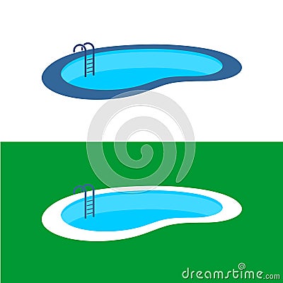 Swimming pool logo. Perspective pool illustration. Vector Illustration