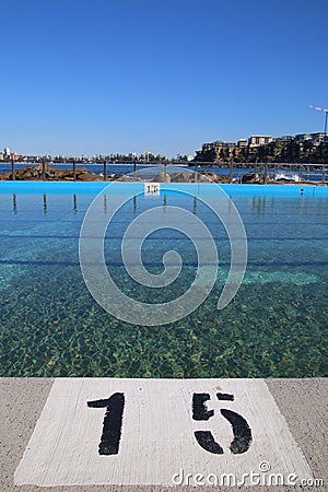 Swimming Pool 15 Metre Mark Stock Photo
