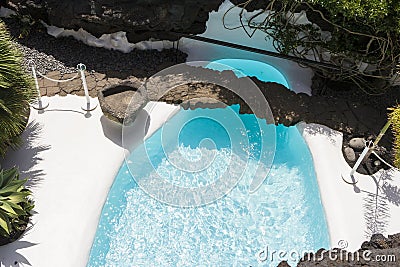 Swimming pool in natural volcanic rock area Editorial Stock Photo