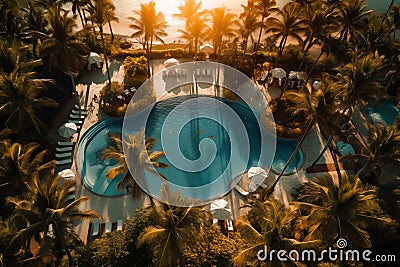 Swimming pool at tropical resort Stock Photo