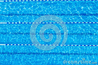 Swimming pool with racing lane dividers, top view Stock Photo