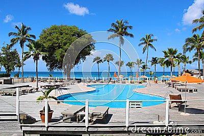 Swimming pool at resort, Guadeloupe Stock Photo