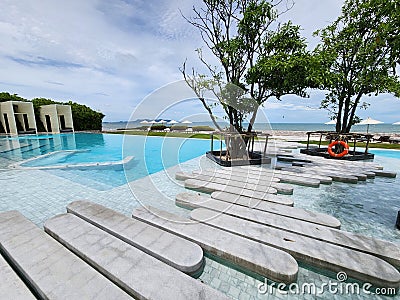 Swimming pool in resort, jomtien beach, pattaya Thailand Stock Photo