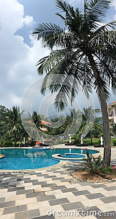 Swimming pool at the resort in Krabi, Thailand Editorial Stock Photo