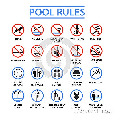 Swimming pool rules Vector Illustration