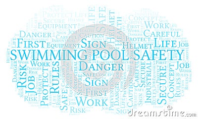 Swimming Pool Safety word cloud. Stock Photo