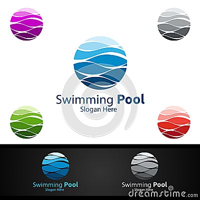 Swimming Pool Service Logo with Cleaning Pool and Maintenance Concept Vector Illustration
