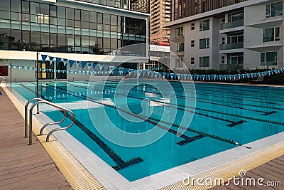 Swimming pool service in sports club 2 Stock Photo