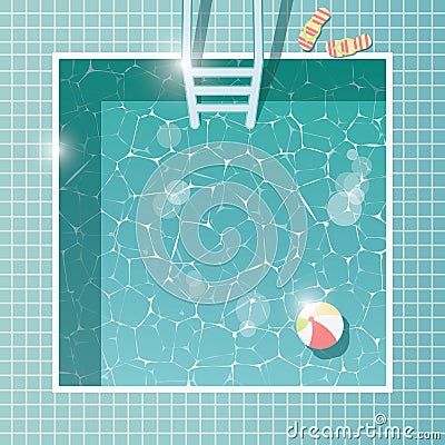 Swimming pool, top view, summer holiday vacation, clear water Vector Illustration