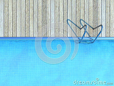 Swimming pool with wooden deck Stock Photo