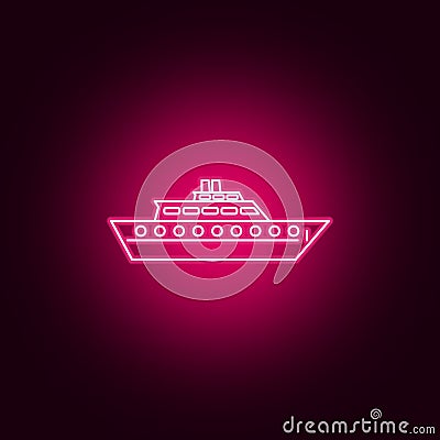 swimming private yacht neon icon. Elements of Transport set. Simple icon for websites, web design, mobile app, info graphics Stock Photo