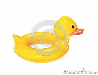 Swimming ring in shape of duck with clipping path Stock Photo