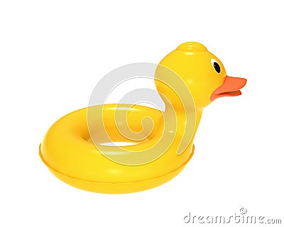 Swimming ring in shape of duck with clipping path Stock Photo