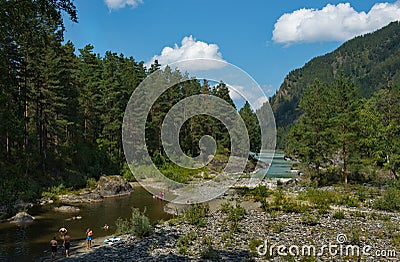 Swimming surrounded by picturesque rocks Editorial Stock Photo
