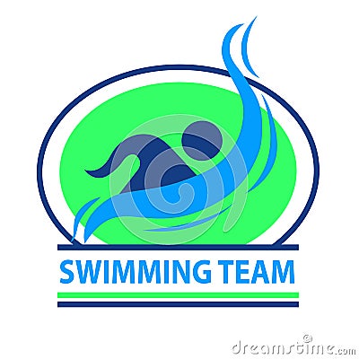 Swimming team logo with a green background Vector Illustration