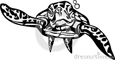 Swimming Turtle Vector Vector Illustration