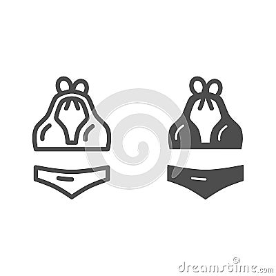Swimsuit line and solid icon, Summer concept, bathing suit sign on white background, female swimming suit icon in Vector Illustration