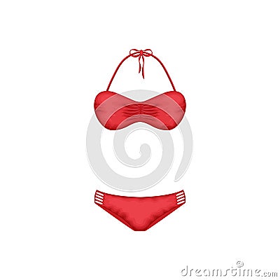 Swimsuit. Red swimsuit. Separate women s swimsuit. Bathing clothes. Women s clothing for sports and beach holidays Vector Illustration