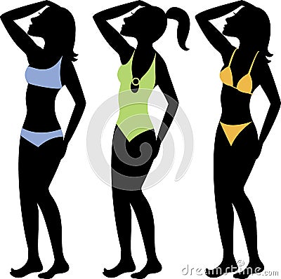 Swimsuit Silhouettes 3 Vector Illustration