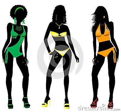 Swimsuit Silhouettes 2 Stock Photo