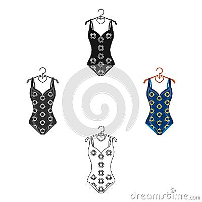 swimsuit with sunflowers. Swimsuit for swimming in the pool.Swimcuits single icon in cartoon,black style vector Vector Illustration