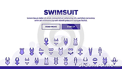 Swimsuit Woman Clothes Landing Header Vector Vector Illustration